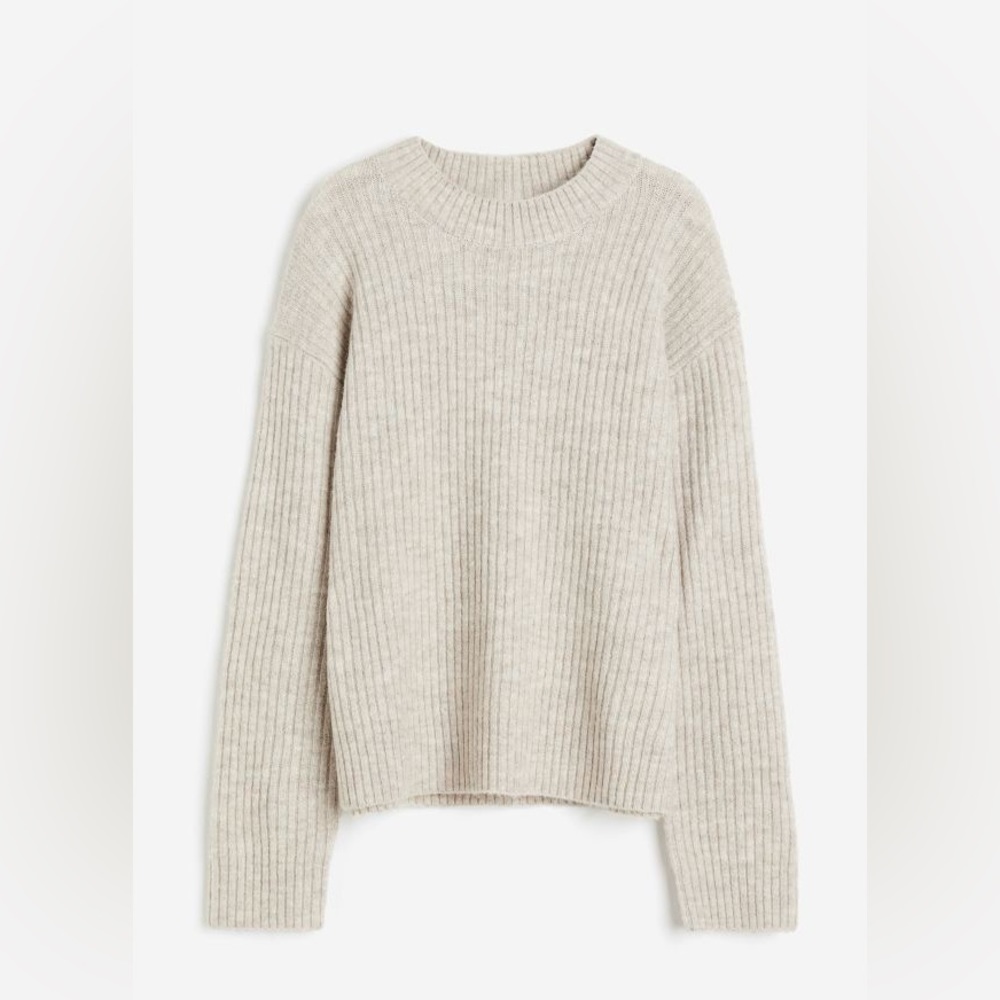 NWT H&M Rib-knit Sweater xs cream/beige